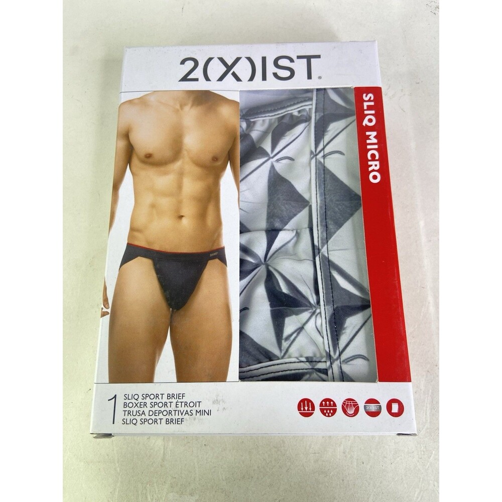 2xist Sliq Micro Sport Brief Underwear Multicolor Geometric Print Mens Size S